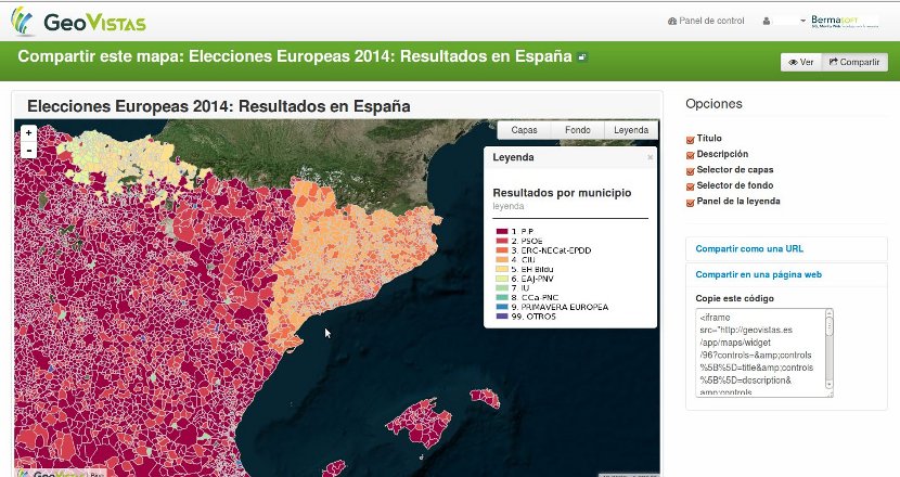 Panel para compartir mapa